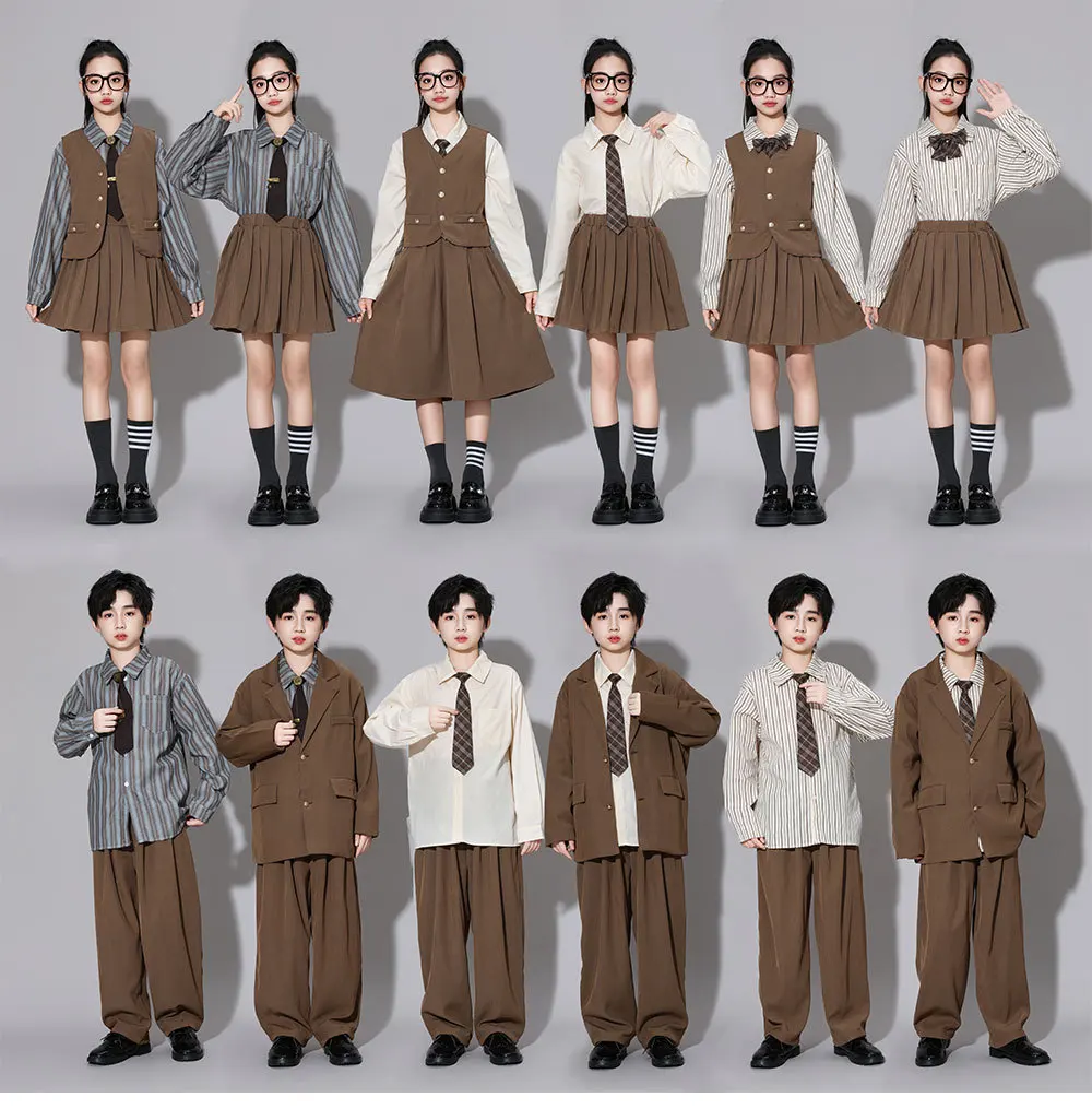 

Group Wear School Style Uniform Set for Kids Choir Performance Academic Blazer & Shirt Suit Formal Teen Boys Girls Clothes Set