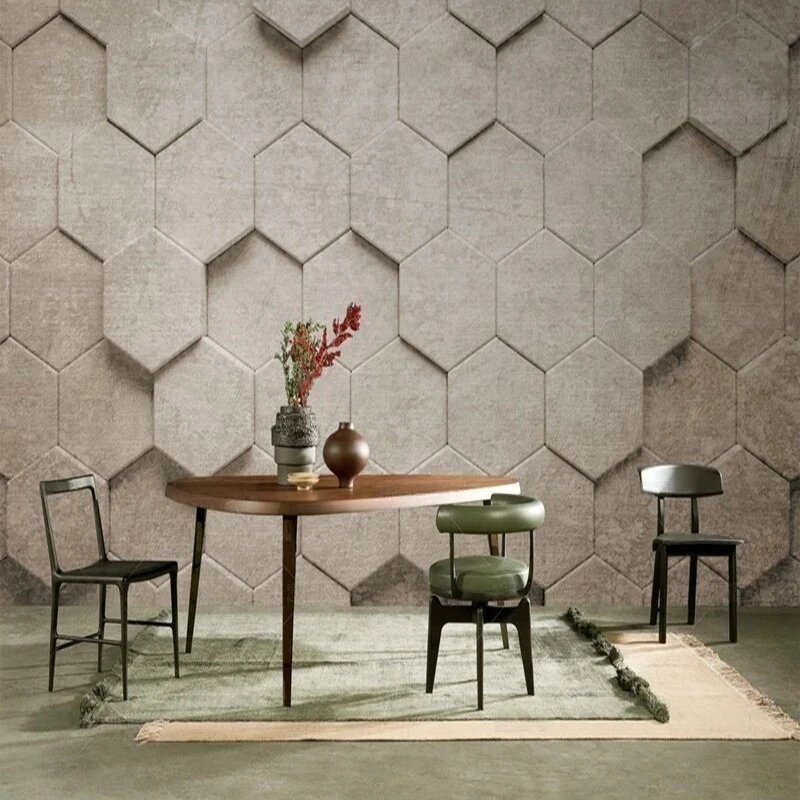 Original grey grid texture background picture, living room TV home decoration background wall painting