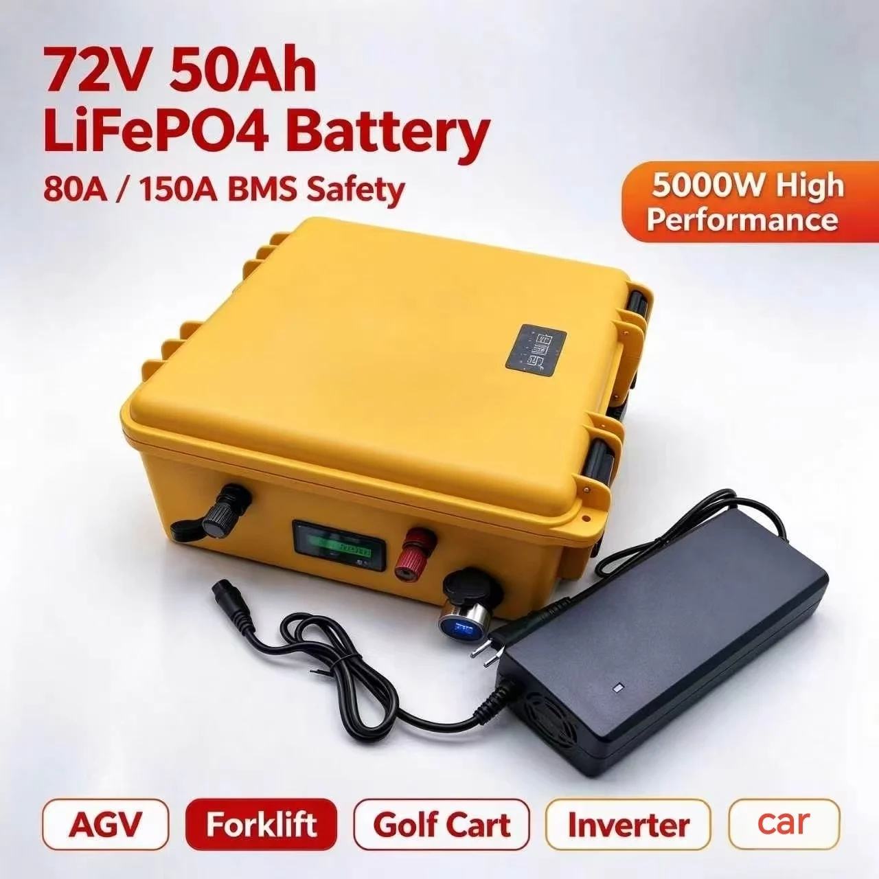 72V 50Ah lifepo4 high performance lithium battery with 80A 150A BMS safety for 5000W AGV forklift golf cart inverter car