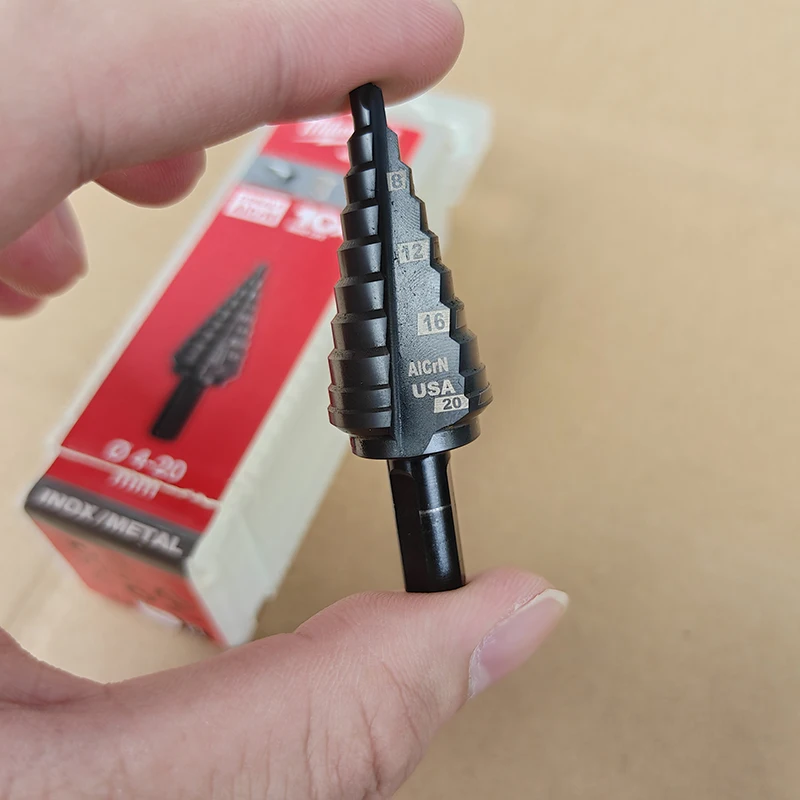 Milwaukee 48-89-9372 4-20mm Cobalt Step Drill Bit AlCrN Coated for Stainless Steel Metal 10-Step Unibit with Rapid Strike Tip