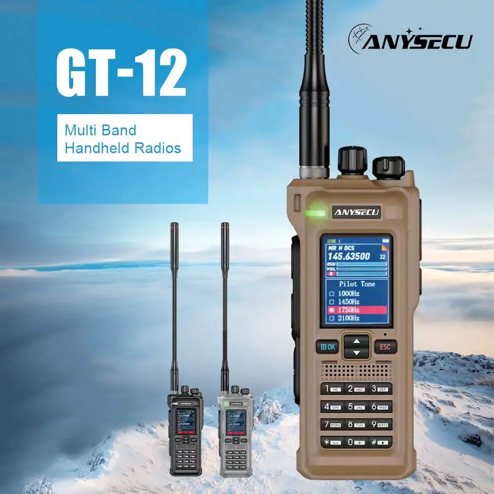 ANYSECU GT-12 10W Radio's UHF VHF AM FM Multi Band APP Bluetooth Schrijven Frequentie Scannen Outdoor Handheld Walkie-talkie