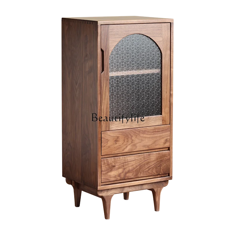 

Black walnut retro simple solid wood tea cabinet storage locker medieval