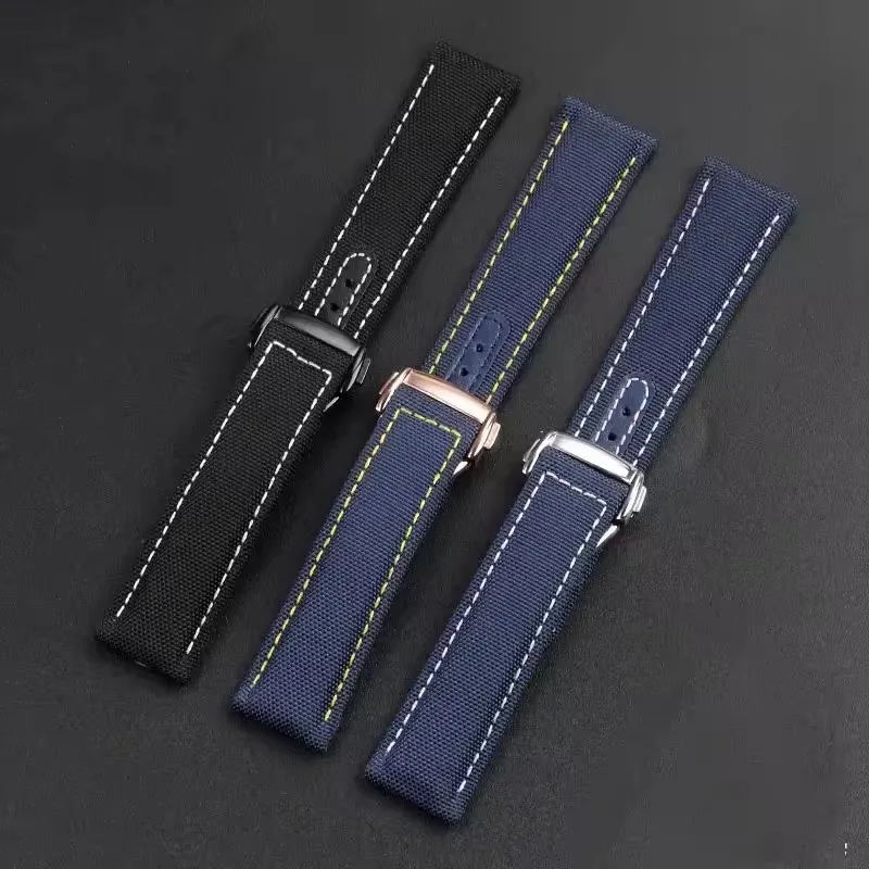 Canvas Nylon Watchbands For Omega Seamaster 300 Speedmaster AT150 Omega Speedmaster Slubby 310.32 Series Nylon Strap 19mm 20mm