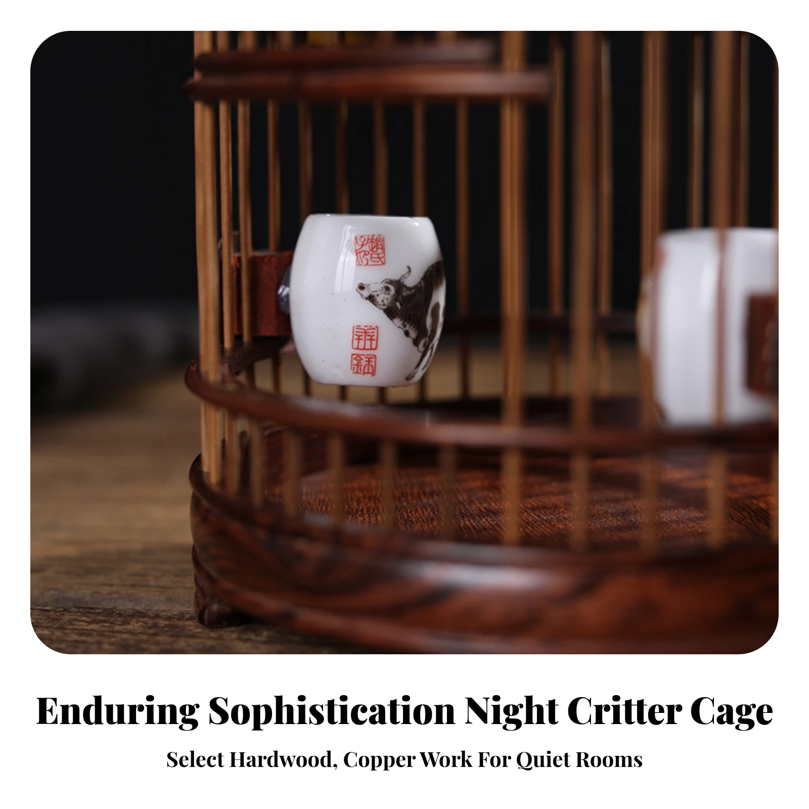 Cricket Cage with Stand Decorative Hanging Cricket Cage Wooden for Collectors, Home Decor, Study
