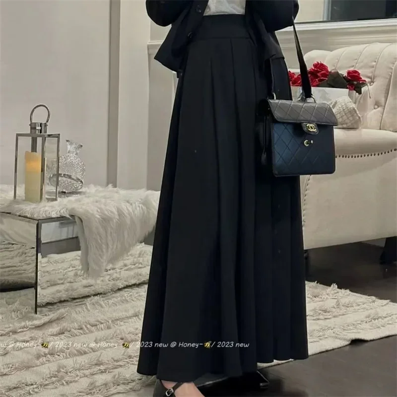 Women Fashion Dress Set 2024 Autumn Long Sleeve Round Neck Suit Jacket+pleated Half Midi Skirt Korean Fashion Two-piece Set