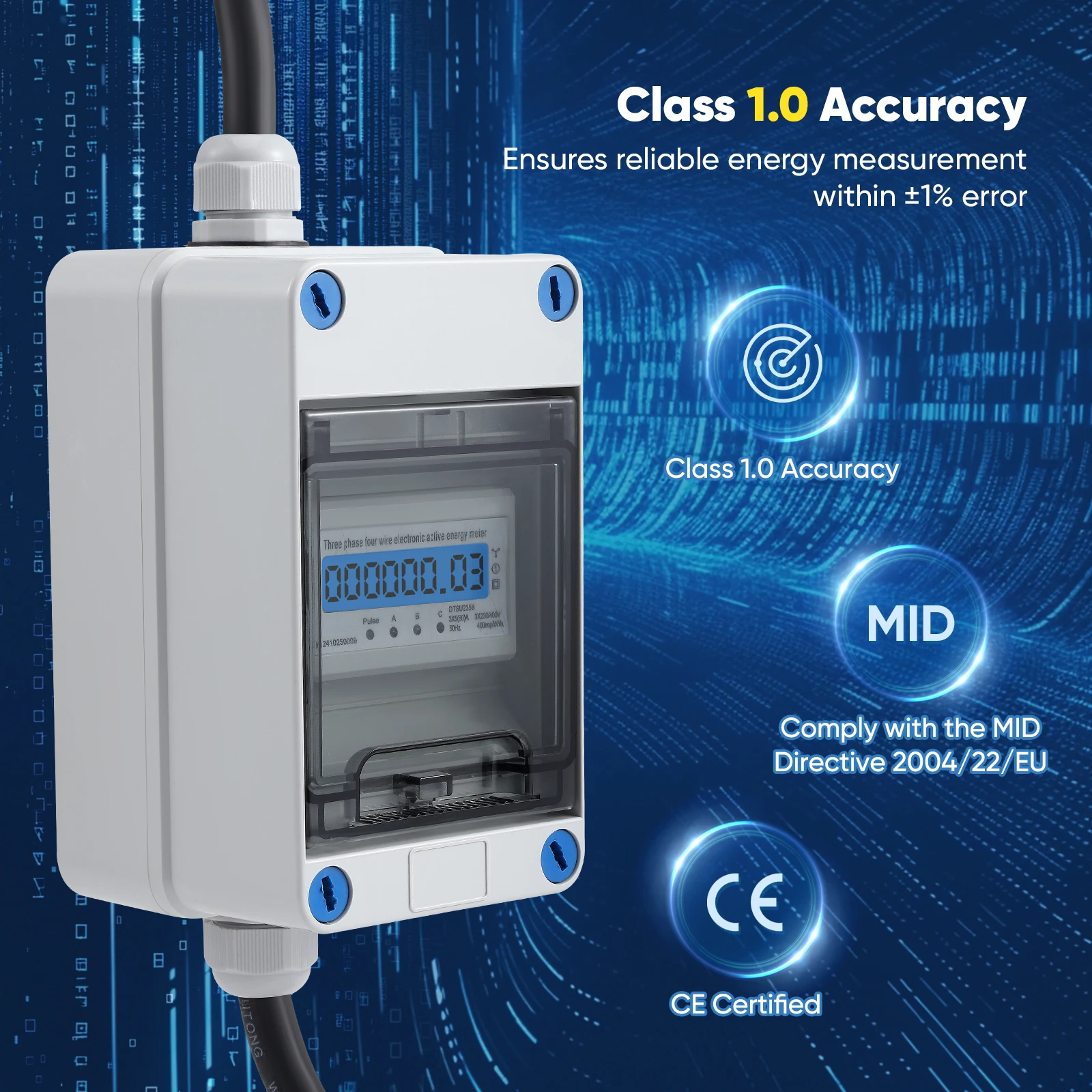 عداد الكهرباء الرقمي المحمول 440 فولت، عداد الهاتف المحمول Cee 16 A خارجي كيلووات ساعة متر IP44 مقاوم للماء المكونات الصناعية LED مقياس الطاقة #5