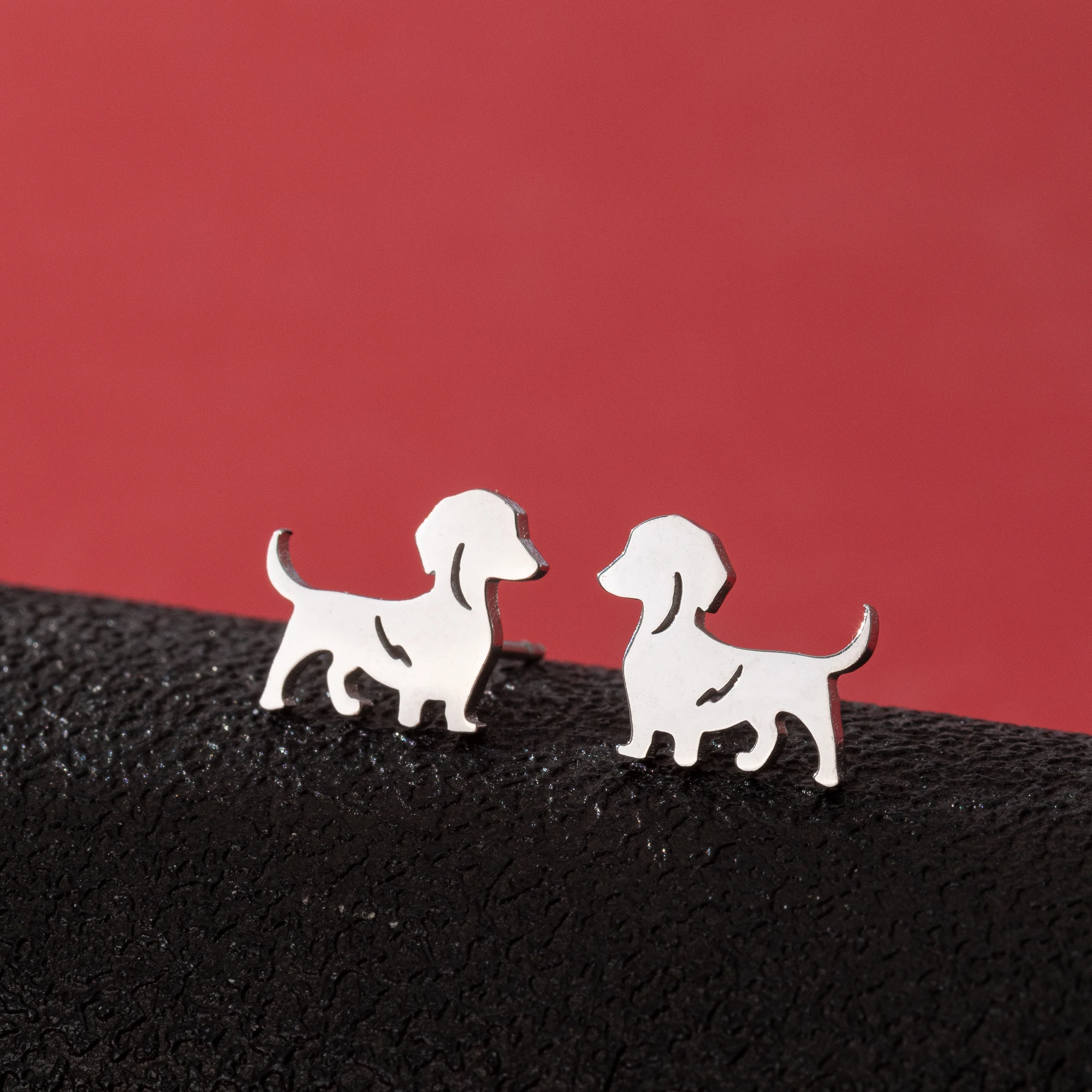 Fashion Small Bulldog Shepherd Sausage Dog Stainless Steel Stud Earrings for Women Girls Cute Animal Ear Studs Birthday Jewelry