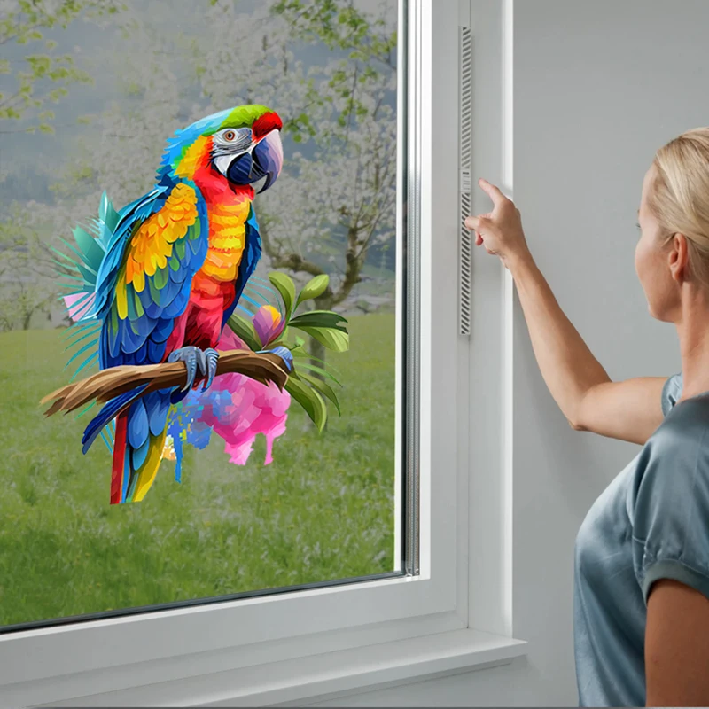 T321#  Hand painted Parrot Wall Sticker Bathroom Toilet Decor Living Room Cabinet Refrigerator Home Decals