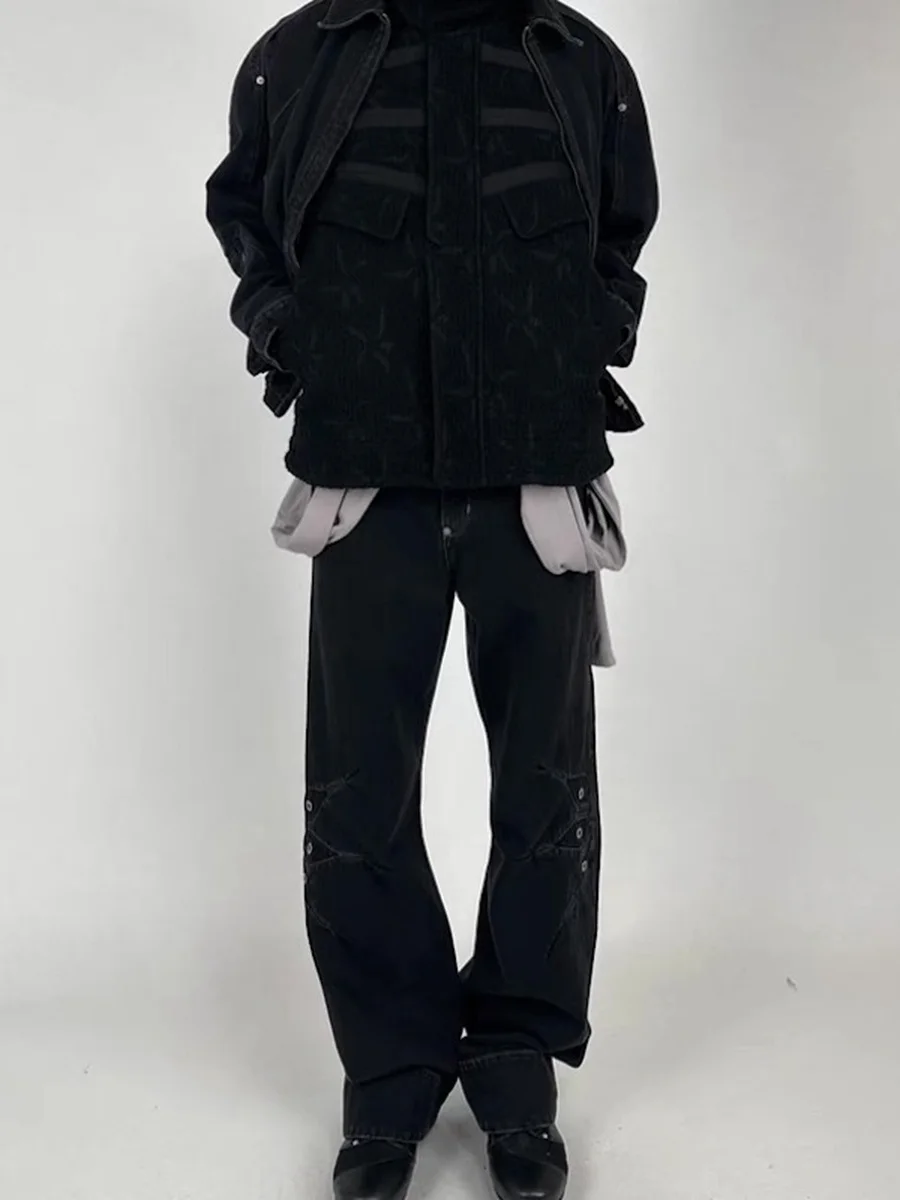 

American Retro Kiko Kostadinov Wide Leg Jeans Men's Knife Waed out Casual Wear Comfortable Fit Classic Sle Jeans