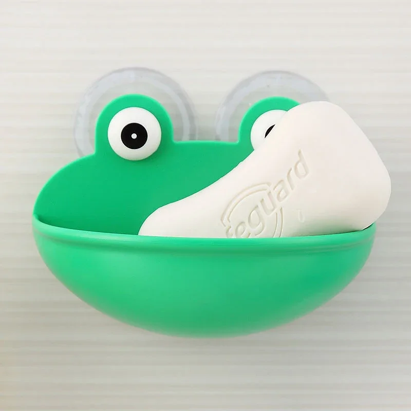 Wall Soap Holder Cartoon Green Frog Soap Box Household Suction Cup Wall-mounted Toilet Cute Punch-free Storage Item  Soap Dish