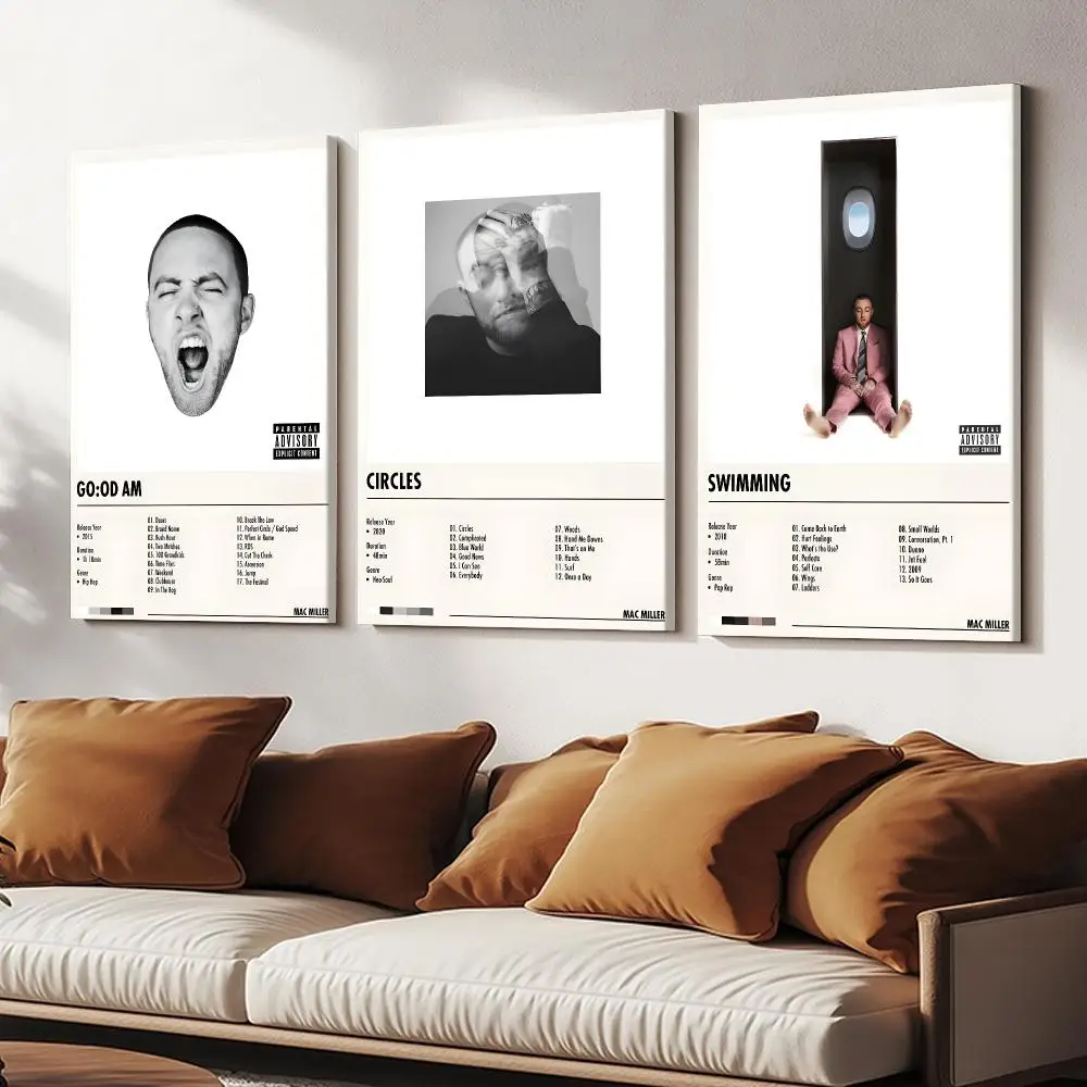 Singer M-Mac Miller Painting Calligraphy Wooden Framed Canvas Poster Wall Art HD Waterproof Print Home Decor