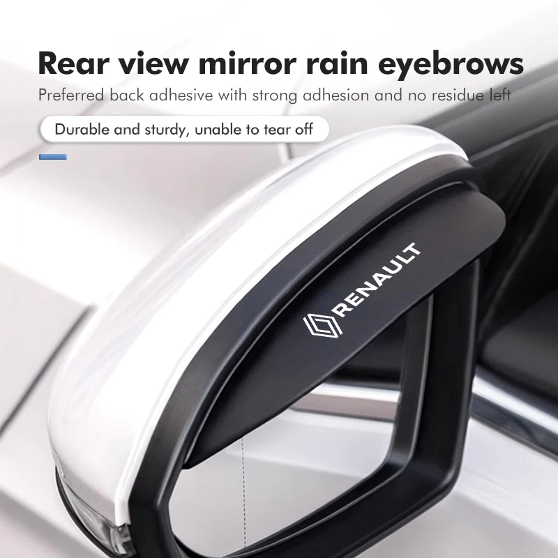 2pcs Car Sun Visor Rearview Mirror Rain Eyebrow Shield Sticker For Renaul Captur Sparco Megane Sandero Grand Sill Guard