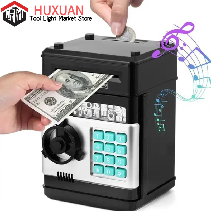 Electronic ATM Piggy Bank Automatic Mini Safe Coins Cash Saving Money Box Password Counter Code Key Lock Coin Bank Child Gift