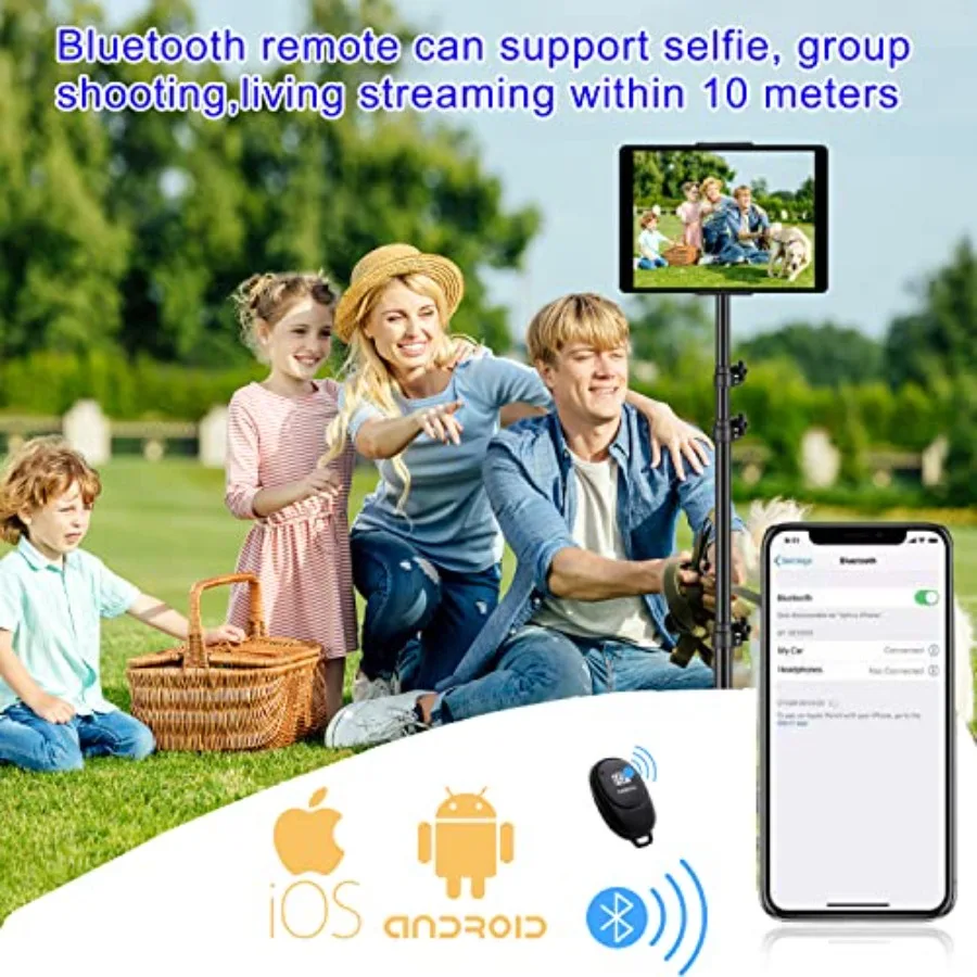 iPad三脚スタンド、高さ65インチ調整可能iPadスタンドホルダー、iPadフロアスタンド、360度回転iPad三脚マウント付き（iPad用）