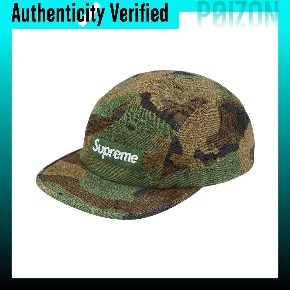 Supreme 100% Cotton Baseball Caps Unisex Woodland Camouflage/Hard Indigo Blue/Black SUP-FW25-1082