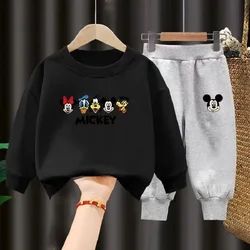 Jesienny zestaw ubrań dla dziewczynki i chłopca Dzieci Disney Bluza z nadrukiem Mickey Top i spodnie Dół 2-częściowy Dres dziecięcy