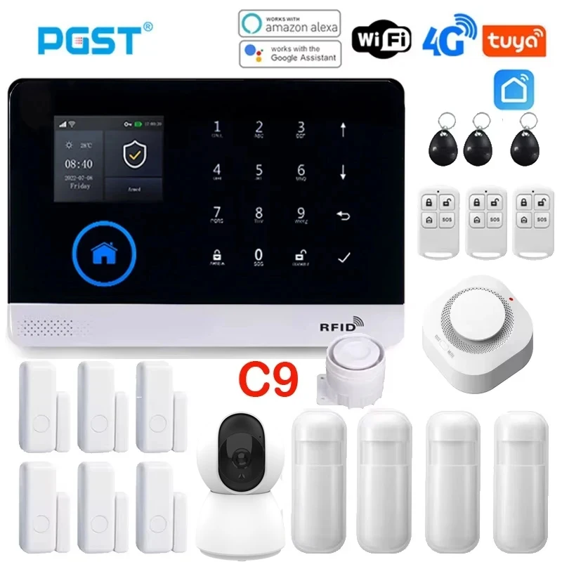 PGST PG103 4G Alarm System Tuya Smart Home Wifi GSM Wireless Alarm System for Home Call/SMS Remote Control Zigbee Gautone