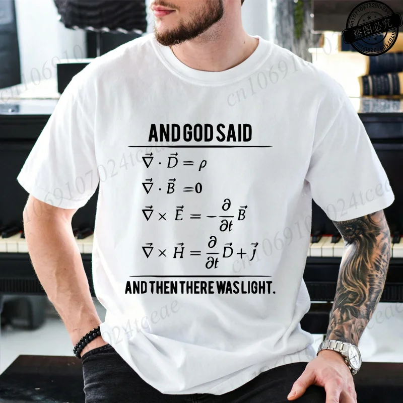 Funny God Said Equations and Then There Was Light Shirts for Men Short Sleeve Men's T-shirt Humor T-Shirt Gift for Dad Husband