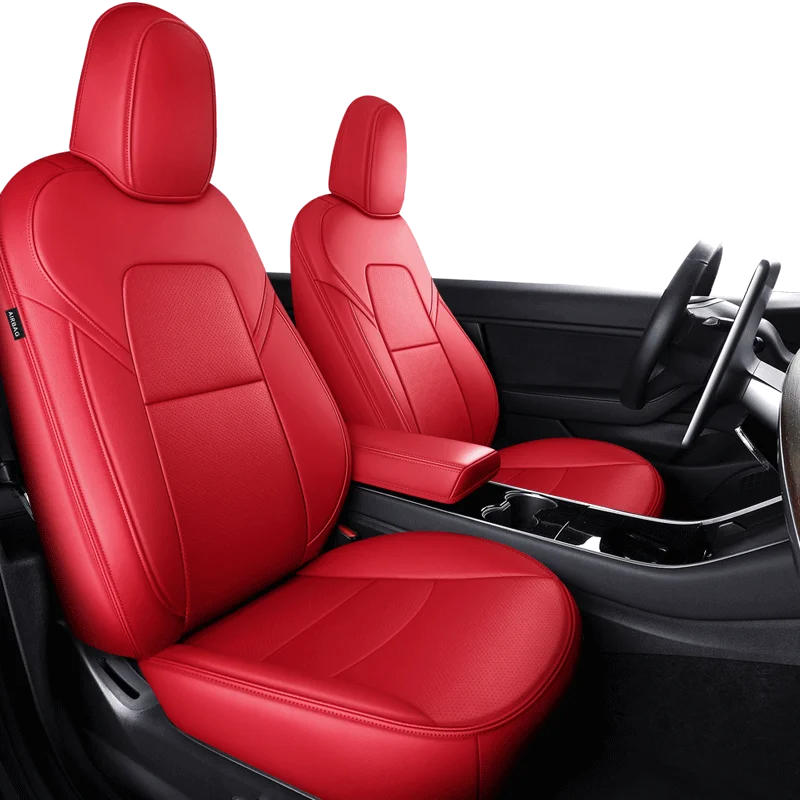 For Tesla Model 3 Custom Fit Car Seat Cover Accessories For Model Y 360 Degree Full Covered High Quality Leather Cushion Red