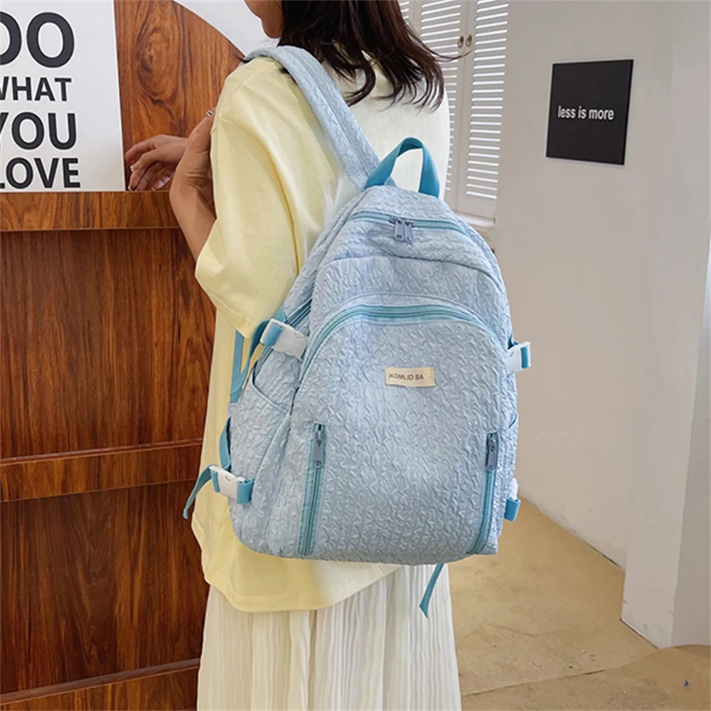 Mochilas escolares para estudiantes de gran capacidad, nuevas Mochilas de Color sólido para mujer, Mochilas de nailon de alta calidad a la moda para mujer, Bolsos