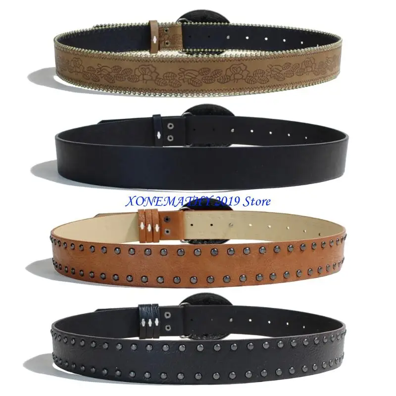 

F42F Unisex Buckles Belt Adjustable for Daily Commute Waterproof PU Leather Lightweight Construction Easy Wear