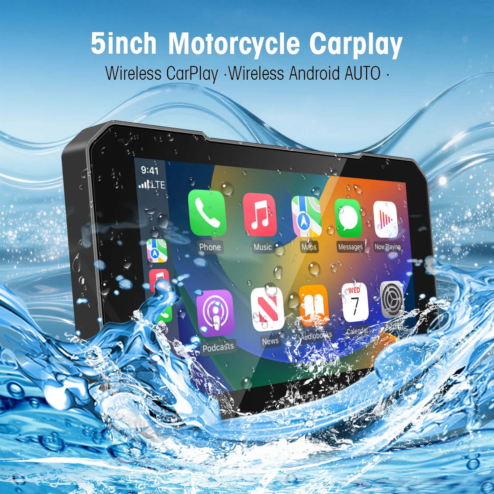 

Ezonetronics HD 5'' Touch Screen Motorcycle CarPlay Screen Support Wireless CarPlay and Android Auto IP67 Waterproof