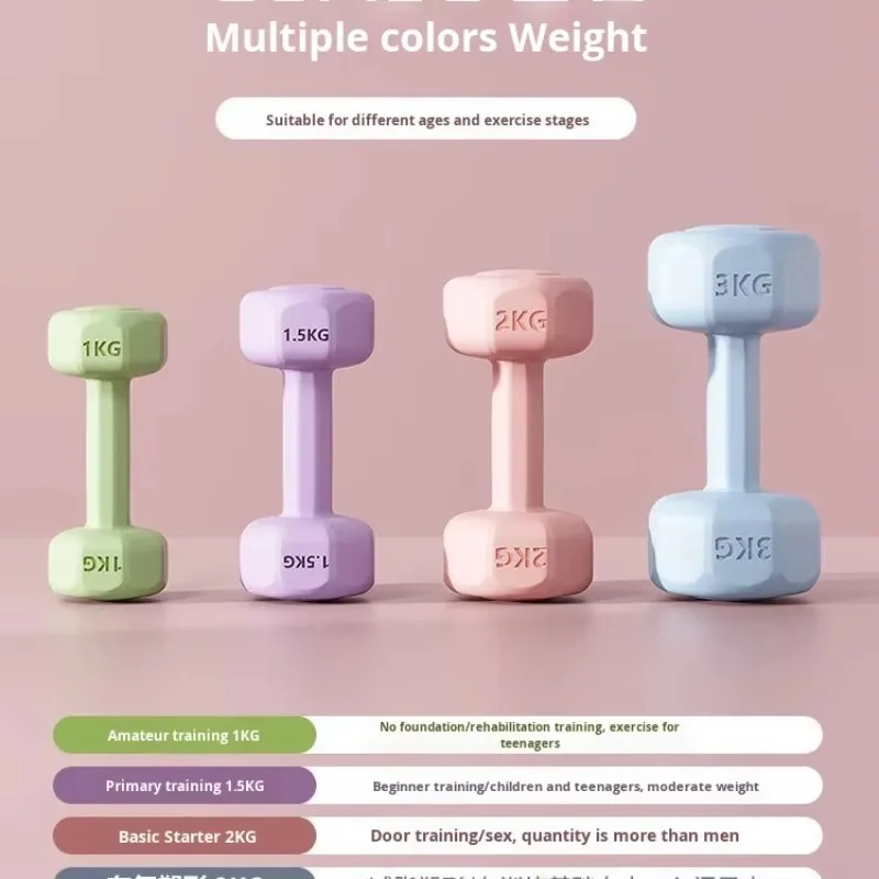 1Pcs 2kg Coated Dumbbells Home Fitness Equipment New Design for All Ages Arm Muscle Training Men Women Kids Exercise Weight