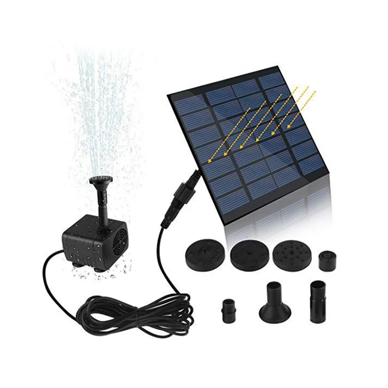 Bomba submersível hidroponia solar com 7 bicos, filtro de bomba de água, adereços decorativos portáteis