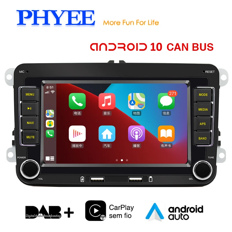 Автомобильный радиоприемник 2 Din для VW Android Carplay Bluetooth Android-Авто DAB Plus FM RDS GPS Wifi головное устройство для Golf 5 6 Leon 1P Octavia Mk2