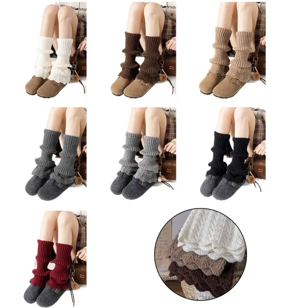 

A Pair Cotton Material Boot-Fit Sock Covers Retro Style Heavy-Duty Knitted Calf Covers Stretchable Thickened Warm