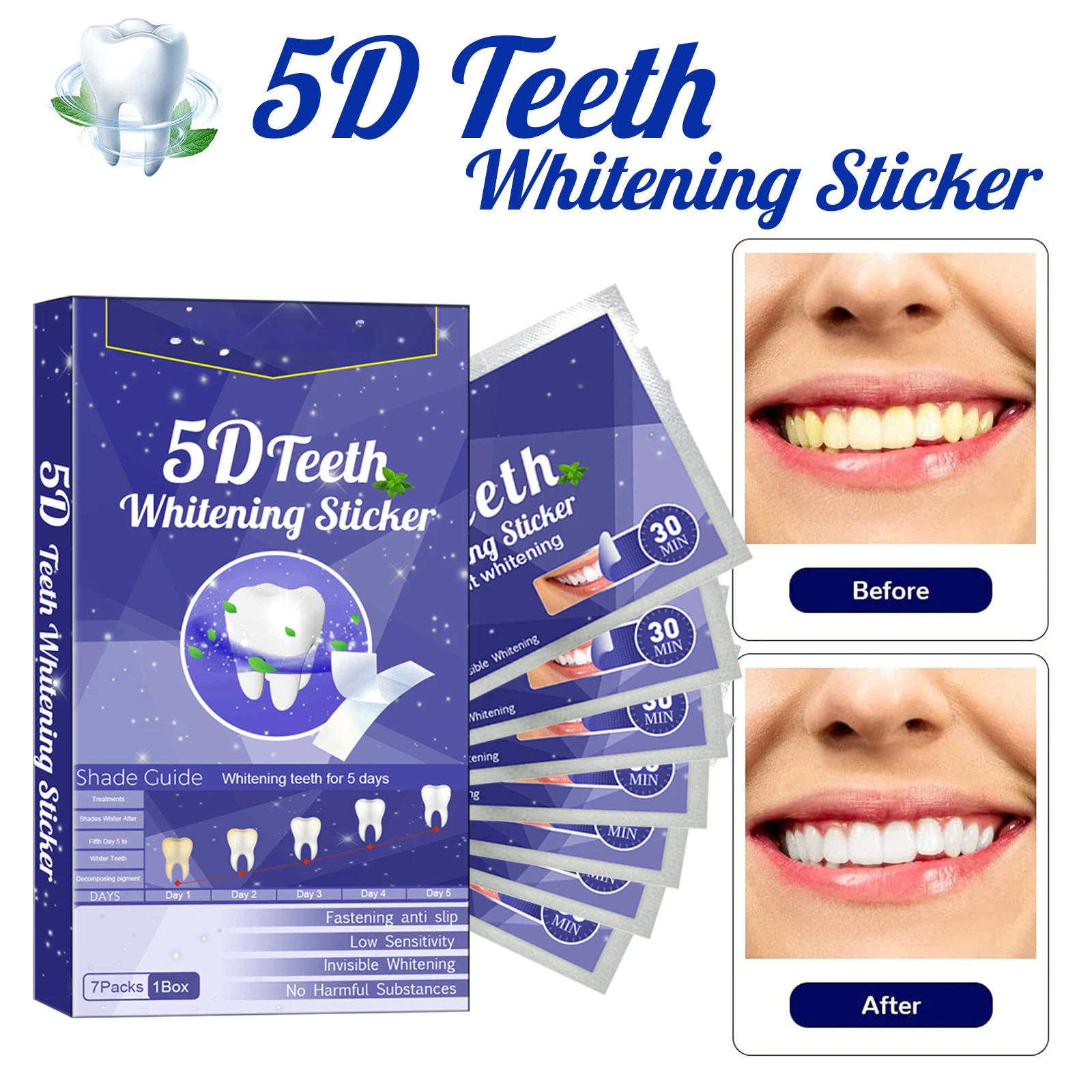 

Teeth Whitening Strips 7 Packs, Enamel Safe Teeth Whitener Brighter Smiles, Tooth Stain Removal for Coffee Wine stains