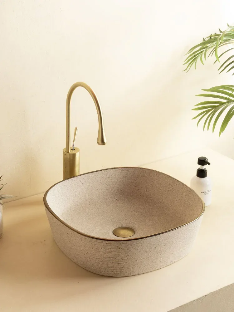 Outdoor creative stage wash basin small apartment bathroom  single  new Chinese high value art basin