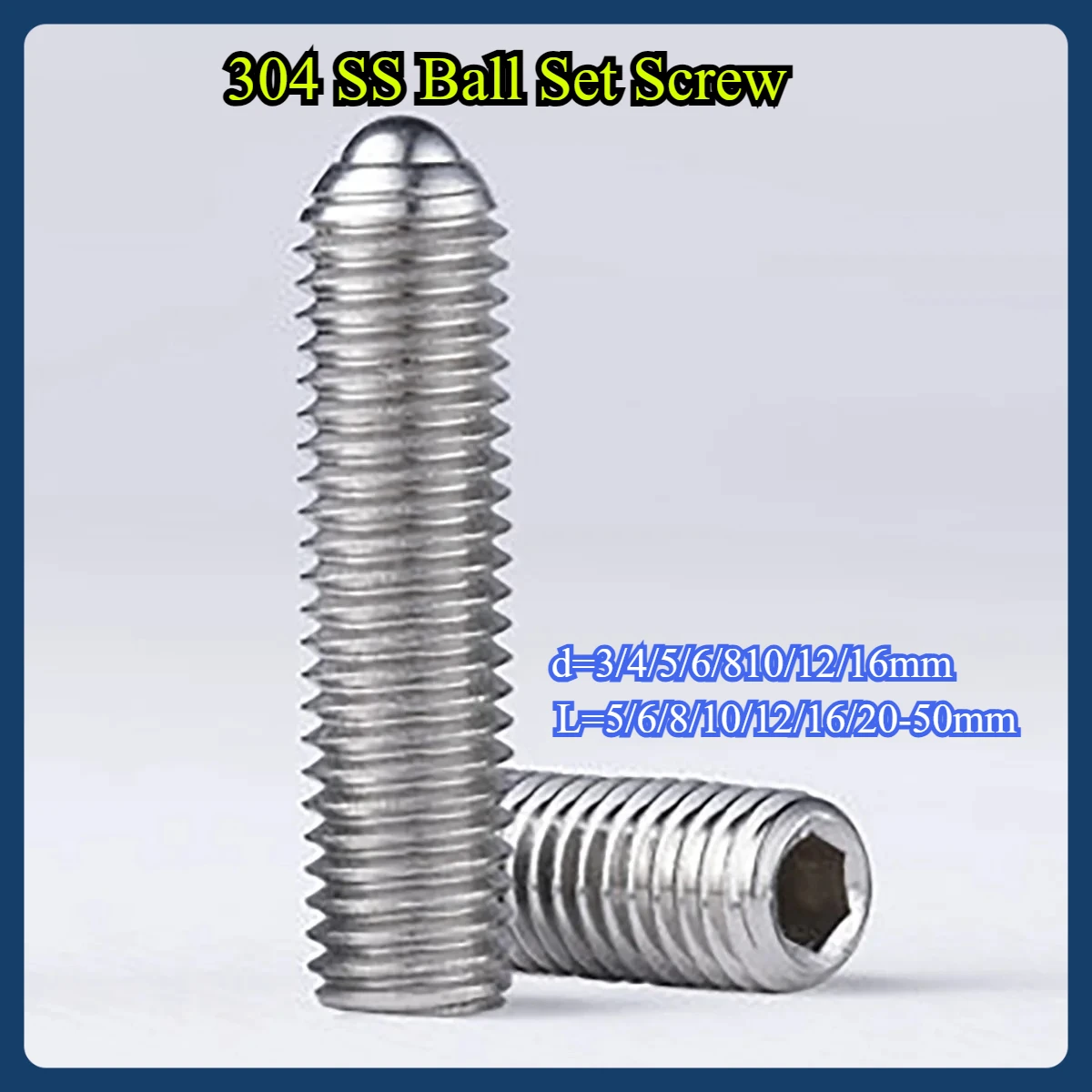 

304 SS Ball Set Screw, Hexagon Socket Steel Ball Spring Ball Plunger M3-M16