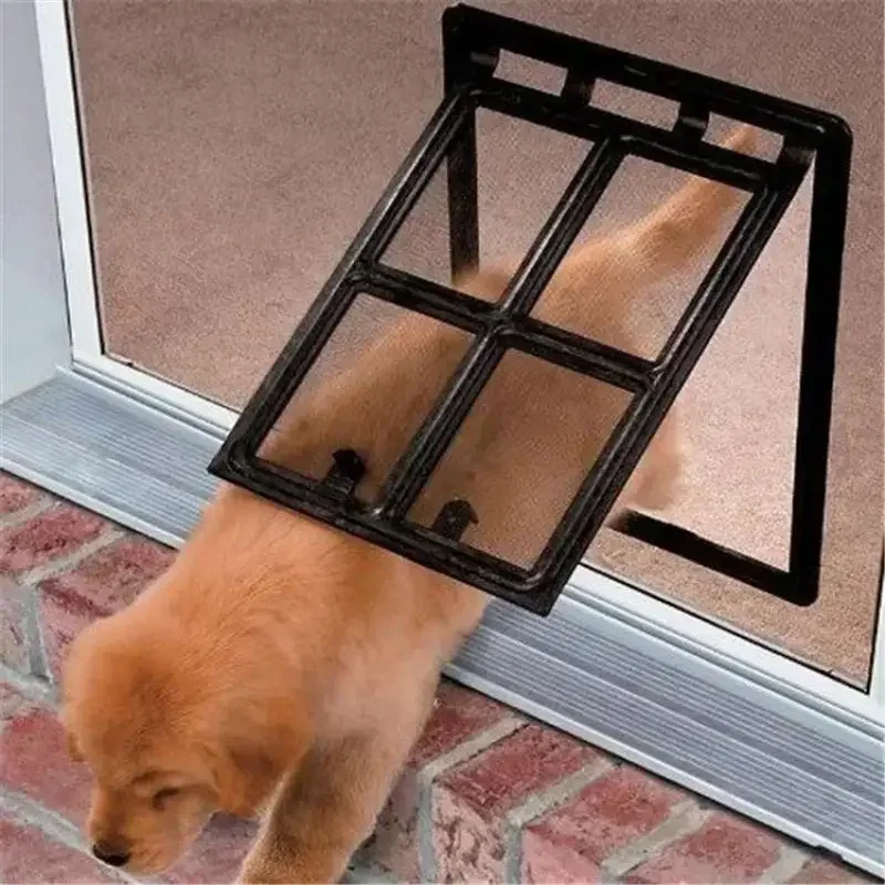 Lockable Plastic Pet Door for Mosquito Proof Screen Window Security Flap Gates Pet Tunnel Dog Fence Free Access