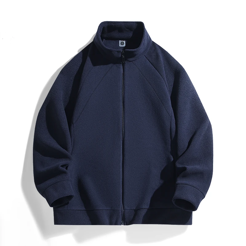 سترة قطن بياقة واقفة وسحاب سترة صوفية للرجال معطف دافئ للرجال للربيع والخريف سترة عصرية مريحة للخريف