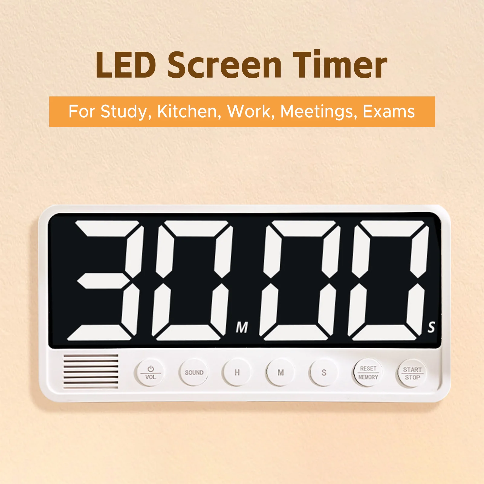 

Светодиодный таймер обратного отсчета, большой экран, 99 ГР, 59 минут, 6 громкости будильника, 3 памяти, зарядка типа C