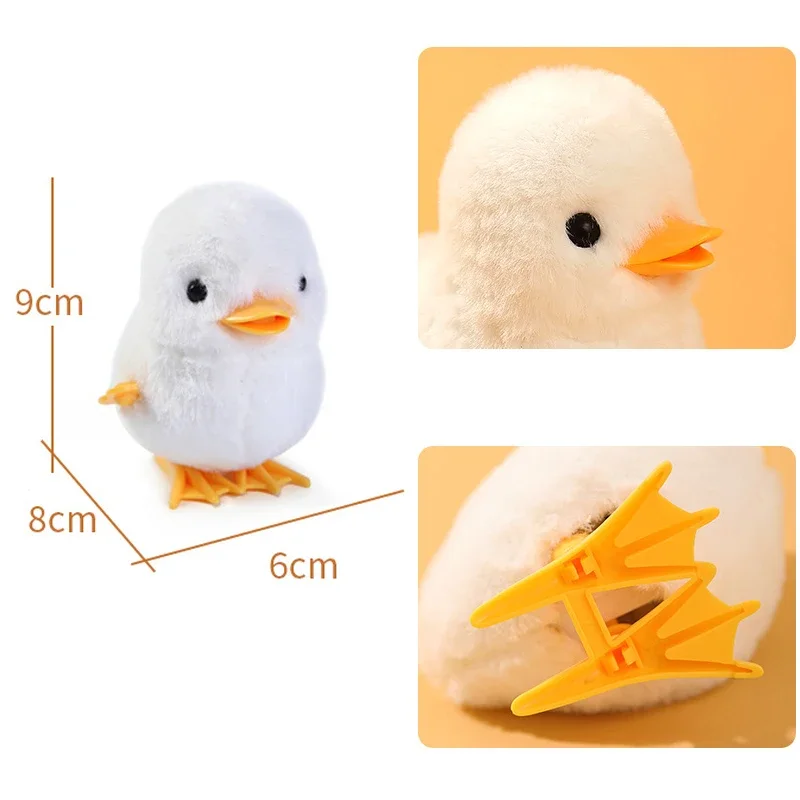 Yellow Jumping Chicken Clockwork Toy Walking Simulation Plush Wind Up Vintage Toys for Kids 2 to 4 Years Old Toys Gift