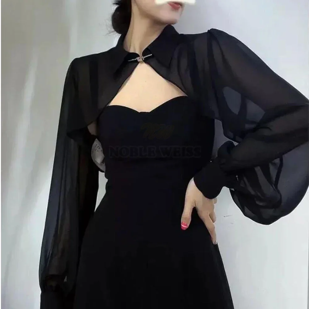 Scialle da sposa avvolgente Top Cover Up Manica lunga Protezione solare Mantello Cappotto Nero Donna Casual Party Bolero Giacca personalizzata