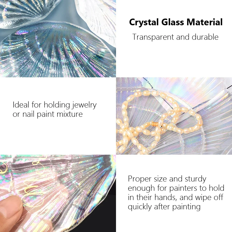 虹色のシェルガラスジュエリートレイ、イヤリング、ネックレス用の装飾皿、小さな化粧品アクセサリーオーガナイザー、写真小道具