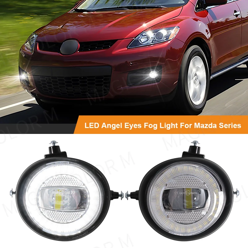 

Car LED Angel Eyes Fog Lamp Assembly For Mazda 2 3 6 CX-5 CX-7 CX-8 CX-9 RX-8 MX-5 2004-2017 Lens Daytime Running Light White