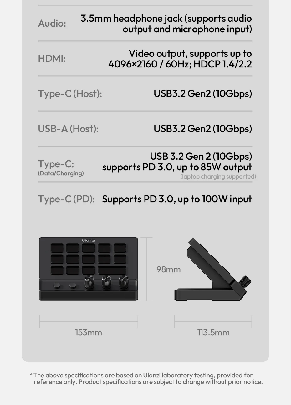 Ulanzi D200X All-in-One Creative Deck Desktop Control Hub for Video Photo Post-Processing Smart Lighting Studio Livestreaming