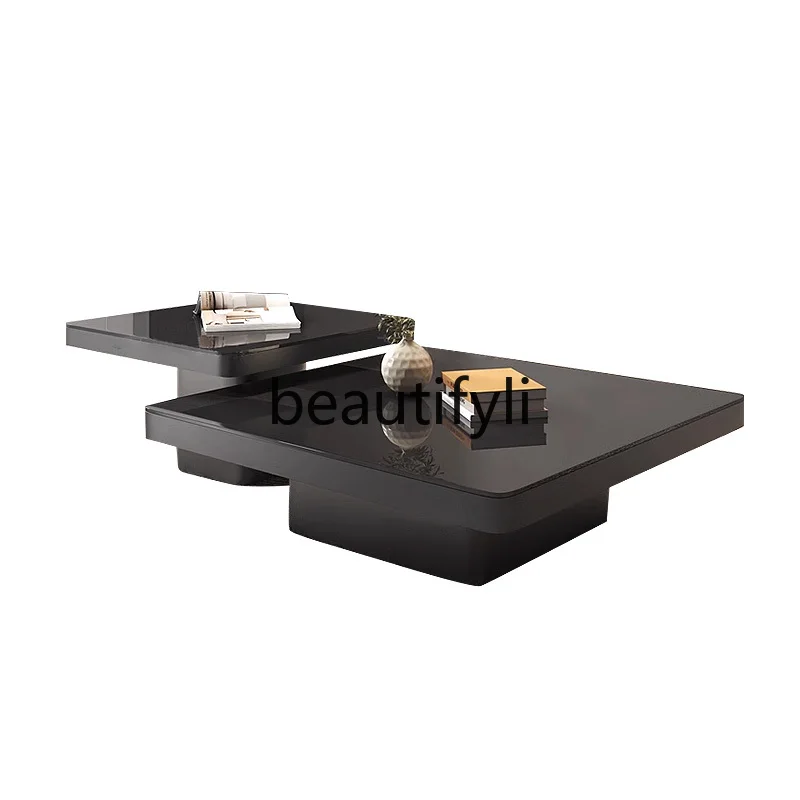 

Coffee table living room 2024 new Italian light luxury high-end small apartment household tempered glass high-end atmosphere