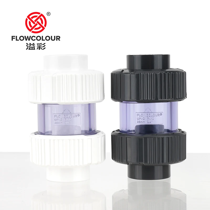 Flowcolour UPVC 25mm-32mm Gray Swing Check Valve Non-Return Flap Valve One Way Valve Fish Tank Connector Pipe Fittings