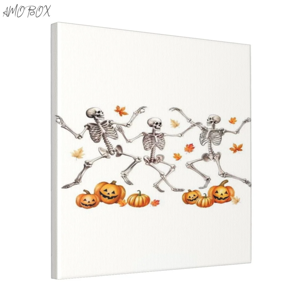 

AMOBOX-Unframed Dancing Autumn Skeletons, Orange Lantern Decorative Paintings, Wall Art, Room Decoration, 16x16in -625916121