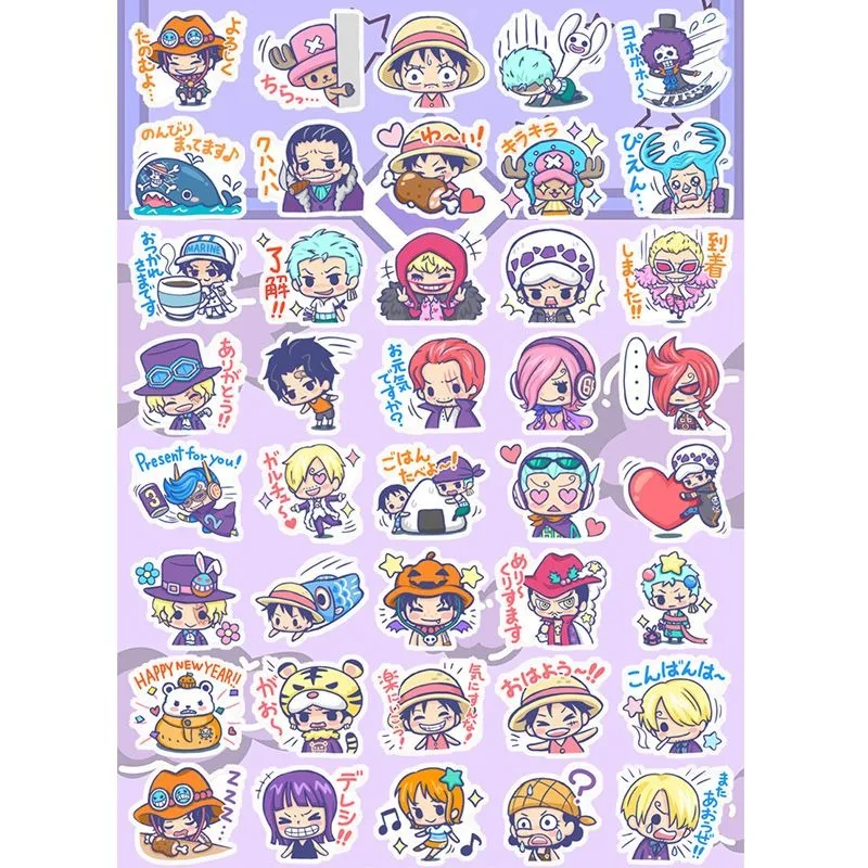 

New ONE PIECE Sticker Monkey D. Luffy Roronoa Zoro Anime Peripheral Cute Q Version Creativity Diy Journal Sticker Material Gifts