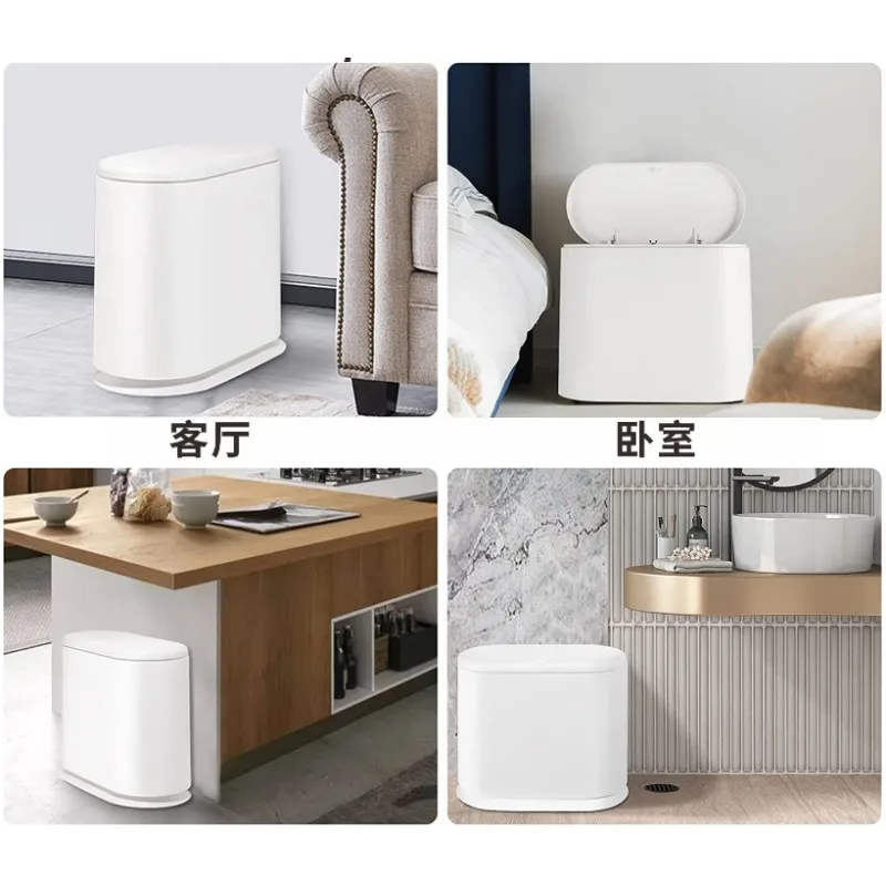 

Simple Oval Trash Can with Lid, Press Type, Toilet Gap, Household Plastic Trash Can, Wholesale