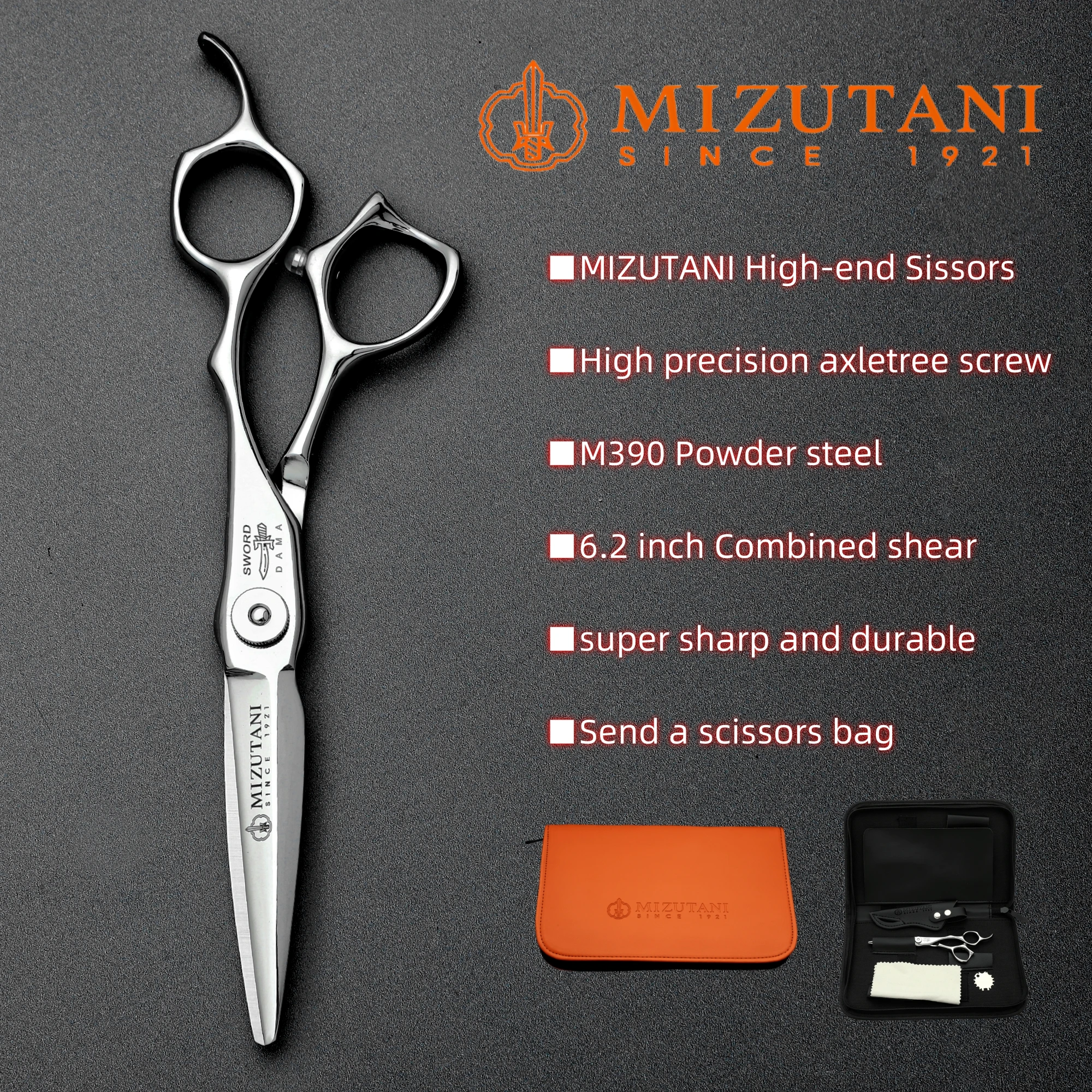 

MIZUTANI-Professional Barber Scissors, Powder and Vg10 Steel Hair Cutting Machine, Barbershop Accessories, 6.0-6.2-6.7-6.8 Inch