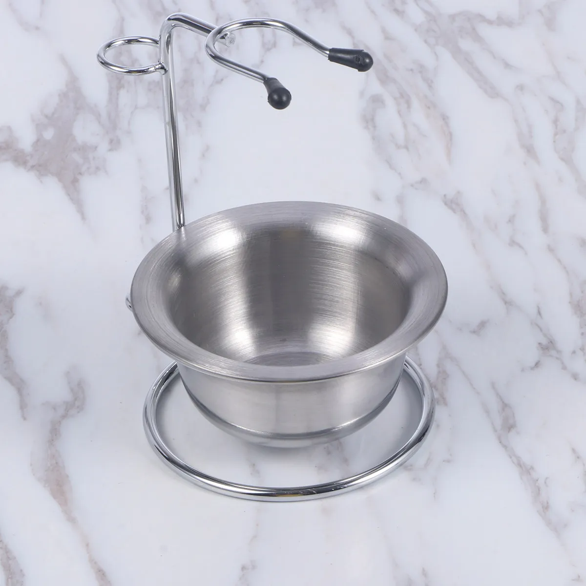 Shaving Stand with Bowl Silver Stainless Steel 12Cm Height 8.5cm Diameter Universal Razor Brush Holder Bathroom Shaving Tool