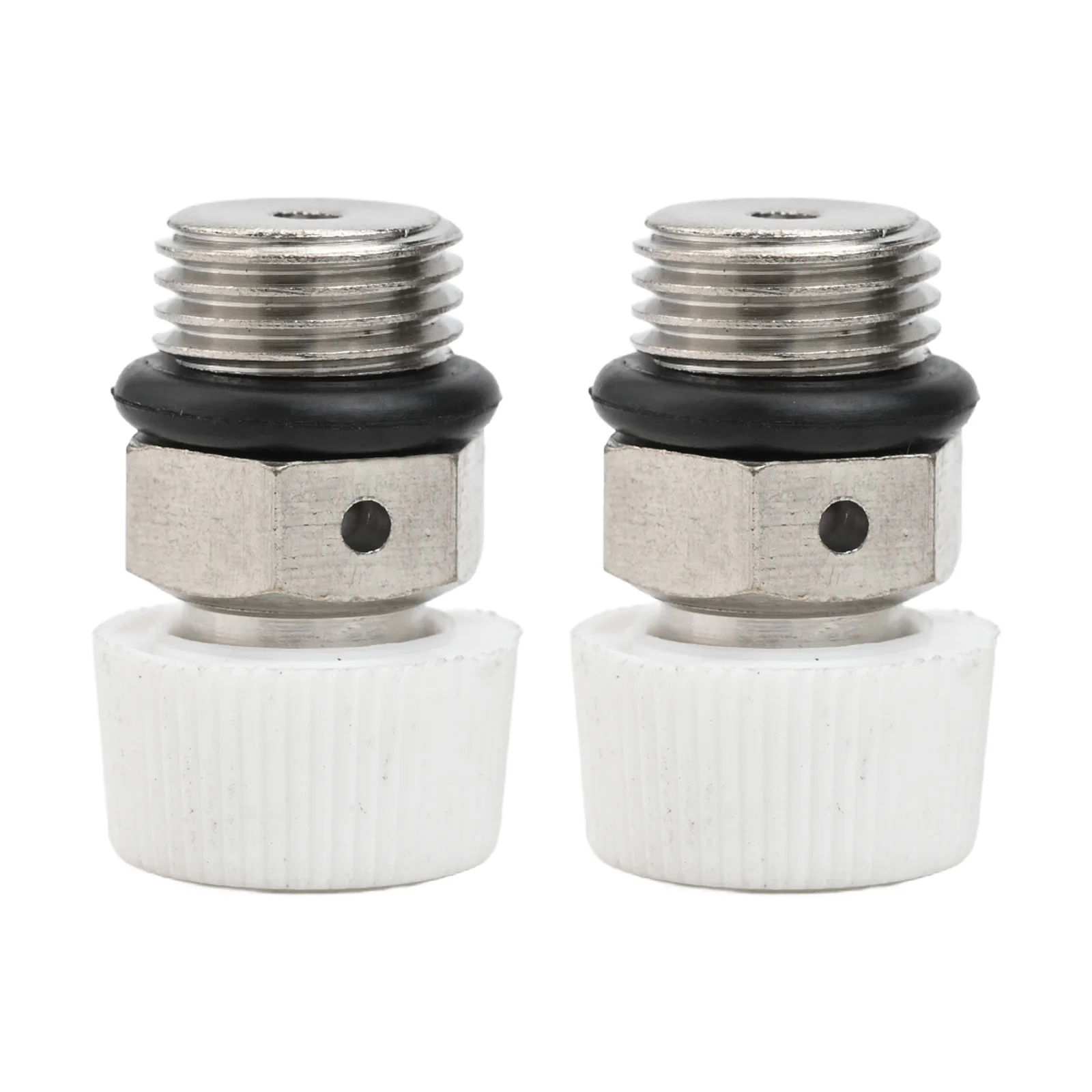 Conjunto de 2 válvulas de ventilação de ar do radiador com rosca macho BSP latão niquelado para liberação manual de ar do radiador