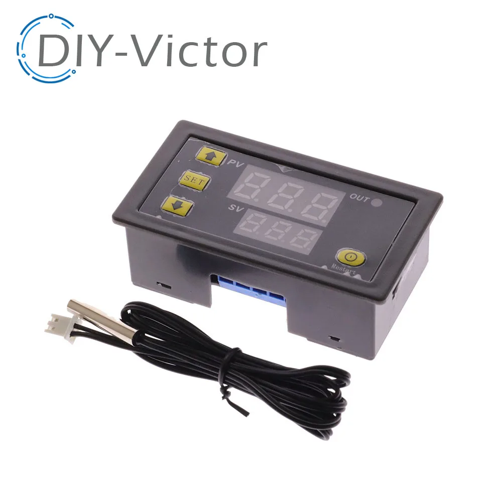 W3230 12 فولت 24 فولت AC110-220V خط التحقيق 20A التحكم الرقمي في درجة الحرارة LED عرض ترموستات مع أداة التحكم في الحرارة/التبريد #2